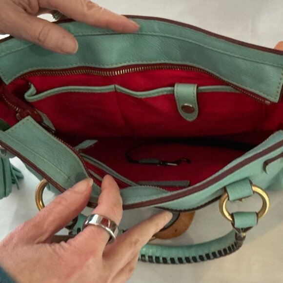 Dooney & Bourke Turquoise Florentine Medium Pocket Satchel - Picture 3 of 6